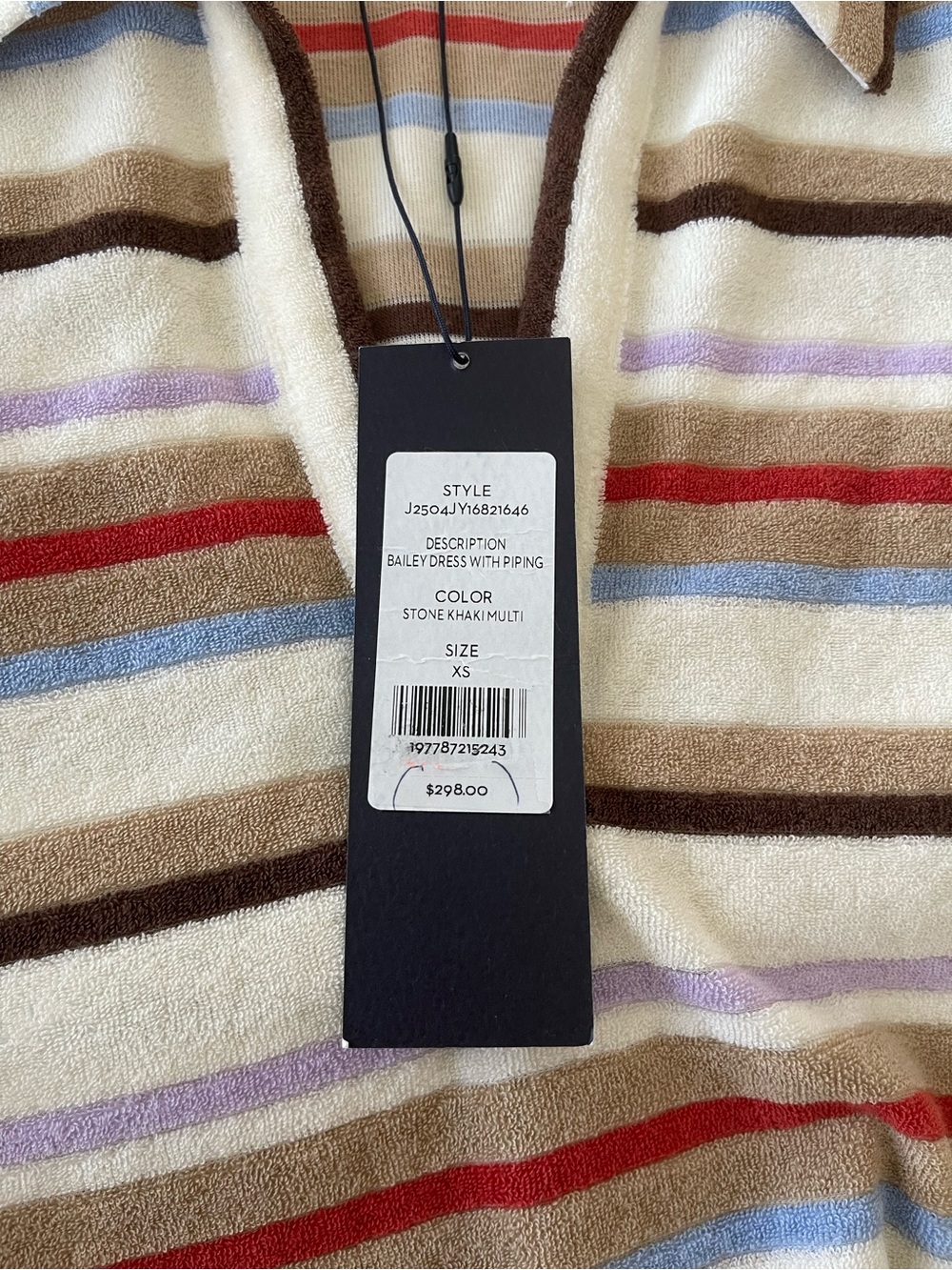 Veronica Beard Cream Multi-Stripe Polo Mini Dress - Picture 10 of 11